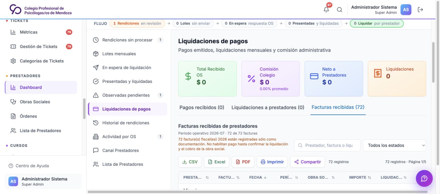 Facturas documentales agrupadas dentro de Liquidaciones de pagos en escritorio